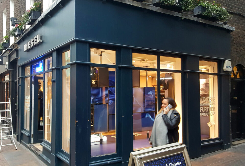 Diesel Store Carnaby Street before Sauce applied vinyl graphics