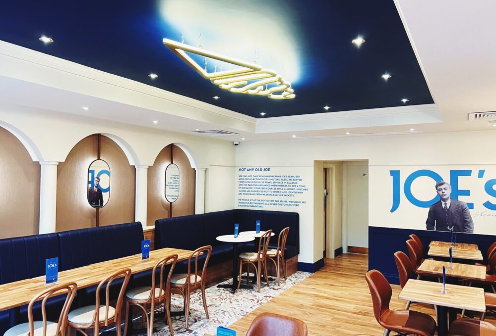 Refurbished interior at Joe's ice cream